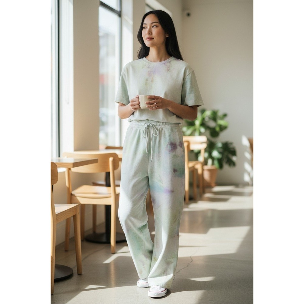 Kelleydeeee OG Womens Pastel Tie Dye Short Sleeve Wide Leg Jumpsuit